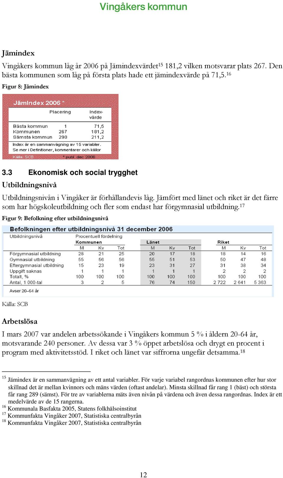 För varje variabel rangordnas kommunen efter hur stor skillnad det är mellan kvinnors och mäns värden (oftast andelar).