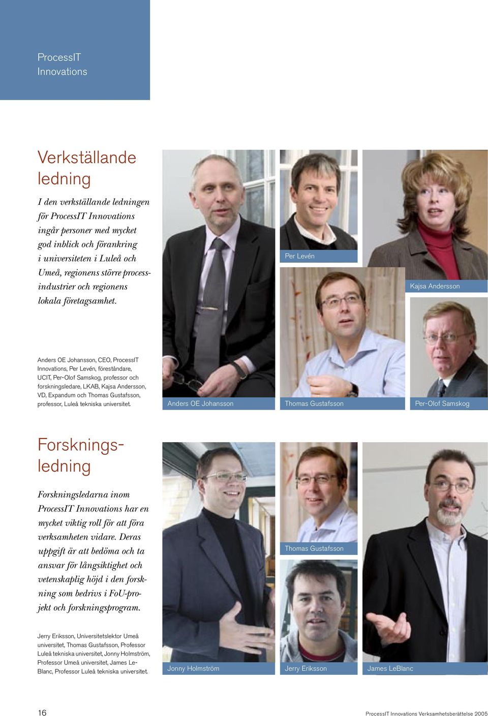 Anders OE Johansson, CEO, ProcessIT Innovations, Per Levén, föreståndare, UCIT, Per-Olof Samskog, professor och forskningsledare, LKAB, Kajsa Andersson, VD, Expandum och Thomas Gustafsson, professor,