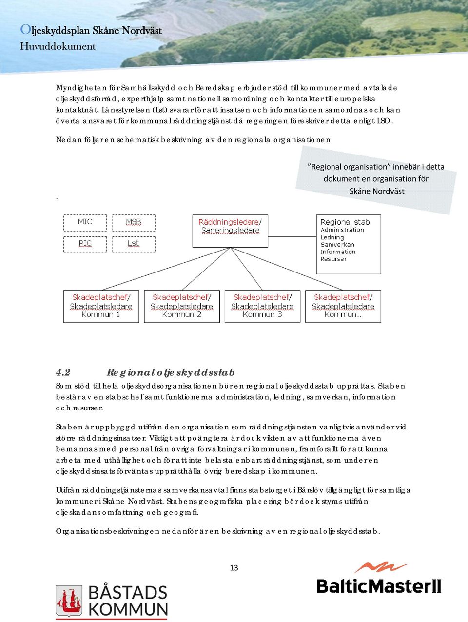 Nedan följer en schematisk beskrivning av den regionala organisationen. Regional organisation innebär i detta dokument en organisation för Skåne Nordväst 4.