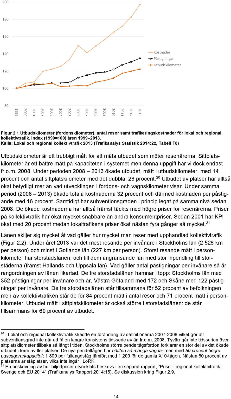 Källa: Lokal och regional kollektivtrafik 2013 (Trafikanalys Statistik 2014:22, Tabell T8) Utbudskilometer är ett trubbigt mått för att mäta utbudet som möter resenärerna.