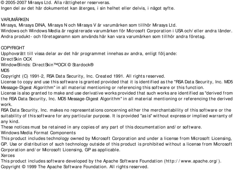 Windows och Windows Media är registrerade varumärken för Microsoft Corporation i USA och/eller andra länder.