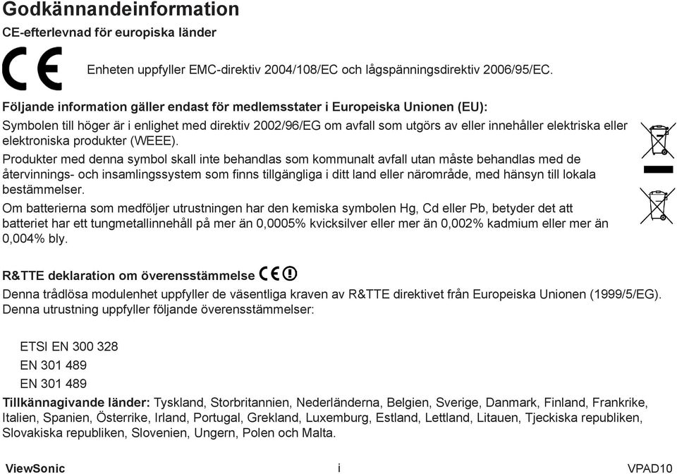 elektroniska produkter (WEEE).