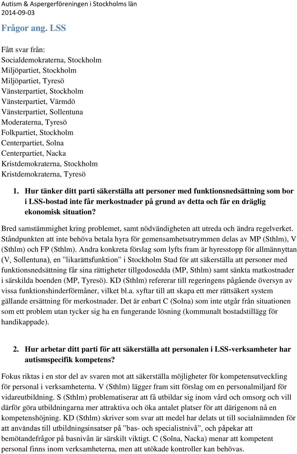 Folkpartiet, Stockholm Centerpartiet, Solna Centerpartiet, Nacka Kristdemokraterna, Stockholm Kristdemokraterna, Tyresö 1.