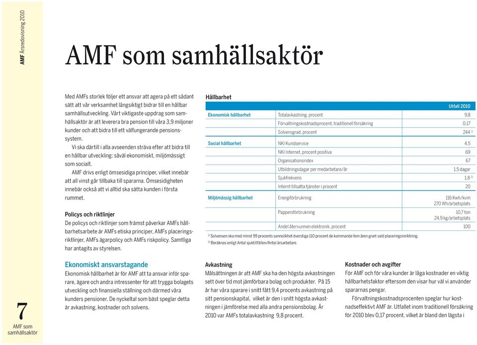 Vi ska därtill i alla avseenden sträva efter att bidra till en hållbar utveckling: såväl ekonomiskt, miljömässigt som socialt.