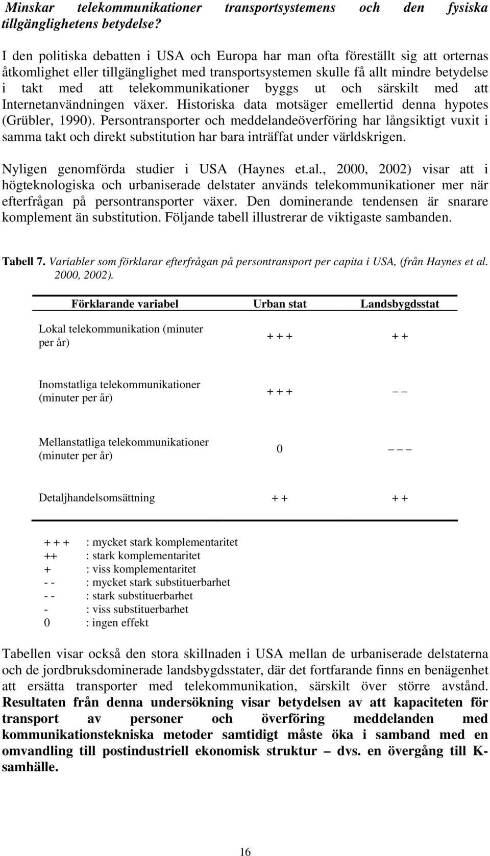 telekommunikationer byggs ut och särskilt med att Internetanvändningen växer. Historiska data motsäger emellertid denna hypotes (Grübler, 1990).