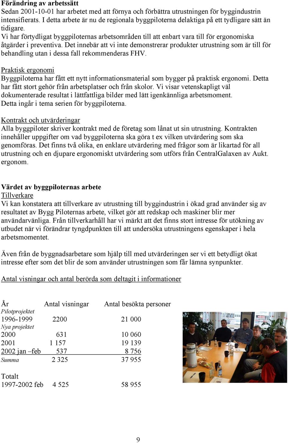 Vi har förtydligat byggpiloternas arbetsområden till att enbart vara till för ergonomiska åtgärder i preventiva.