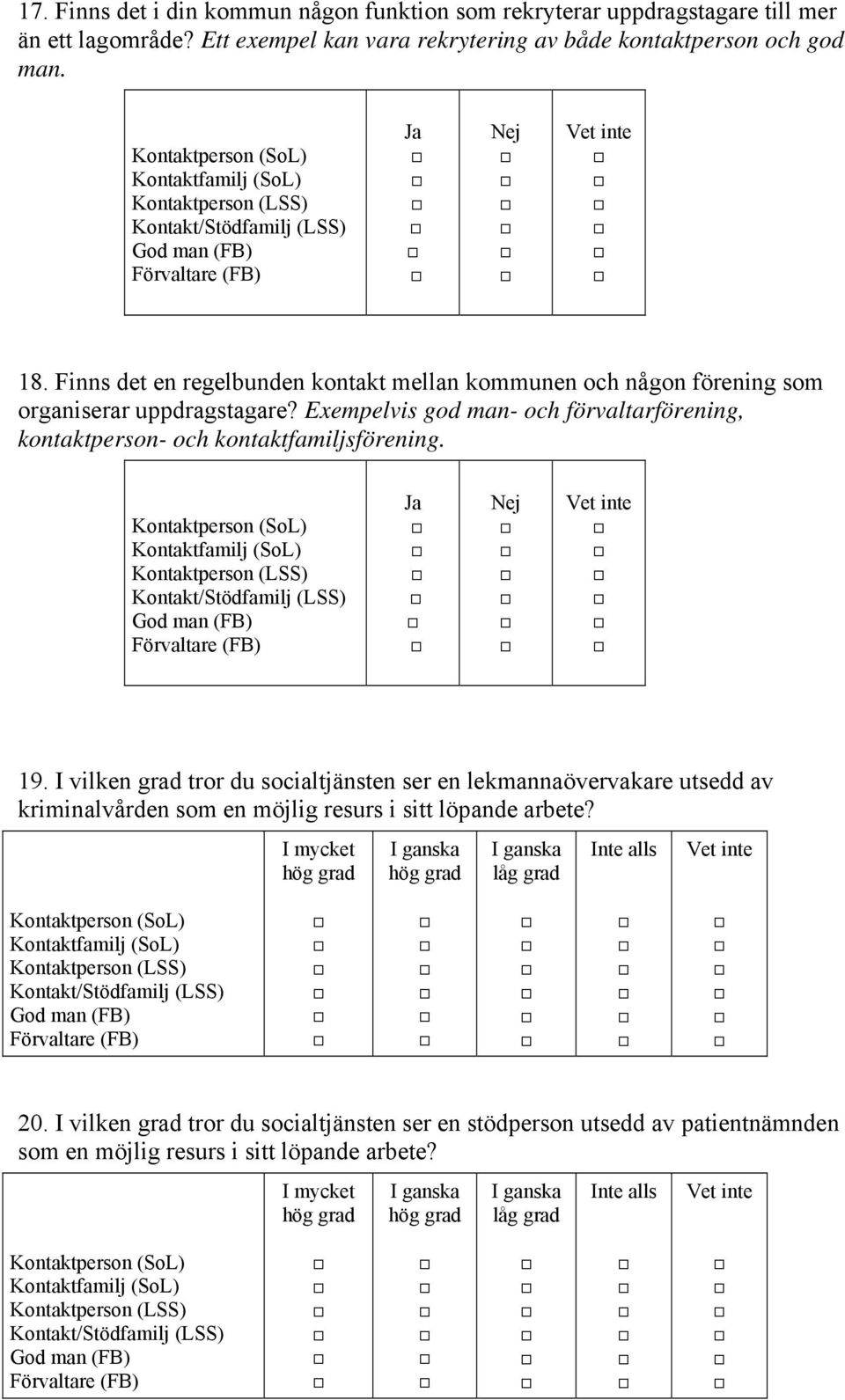 Finns det en regelbunden kontakt mellan kommunen och någon förening som organiserar uppdragstagare?