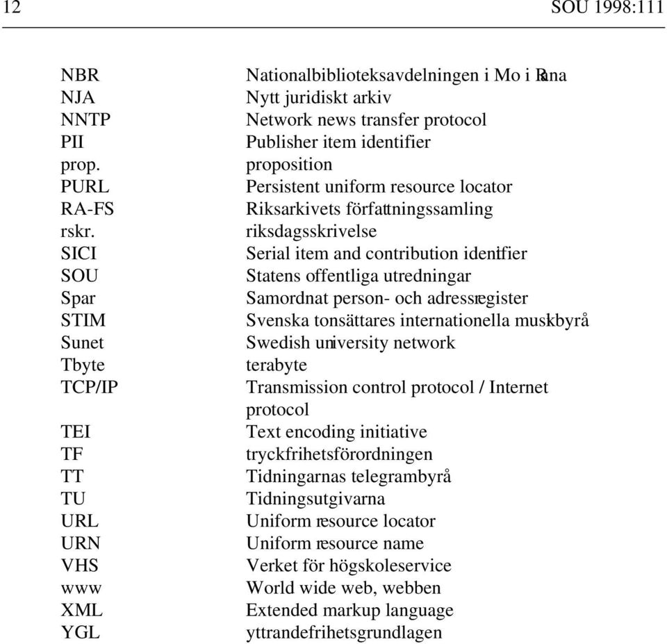 proposition Persistent uniform resource locator Riksarkivets författningssamling riksdagsskrivelse Serial item and contribution identifier Statens offentliga utredningar Samordnat person- och