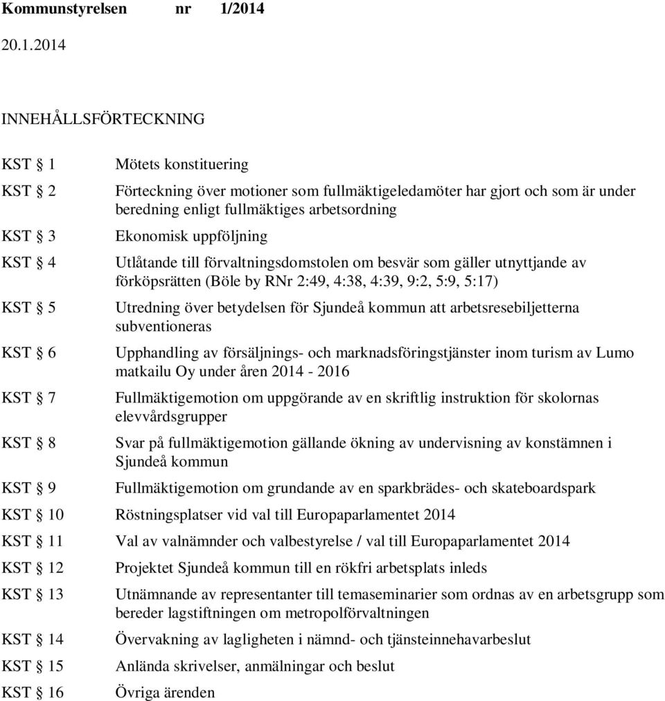 över betydelsen för kommun att arbetsresebiljetterna subventioneras Upphandling av försäljnings- och marknadsföringstjänster inom turism av Lumo matkailu Oy under åren 2014-2016 Fullmäktigemotion om