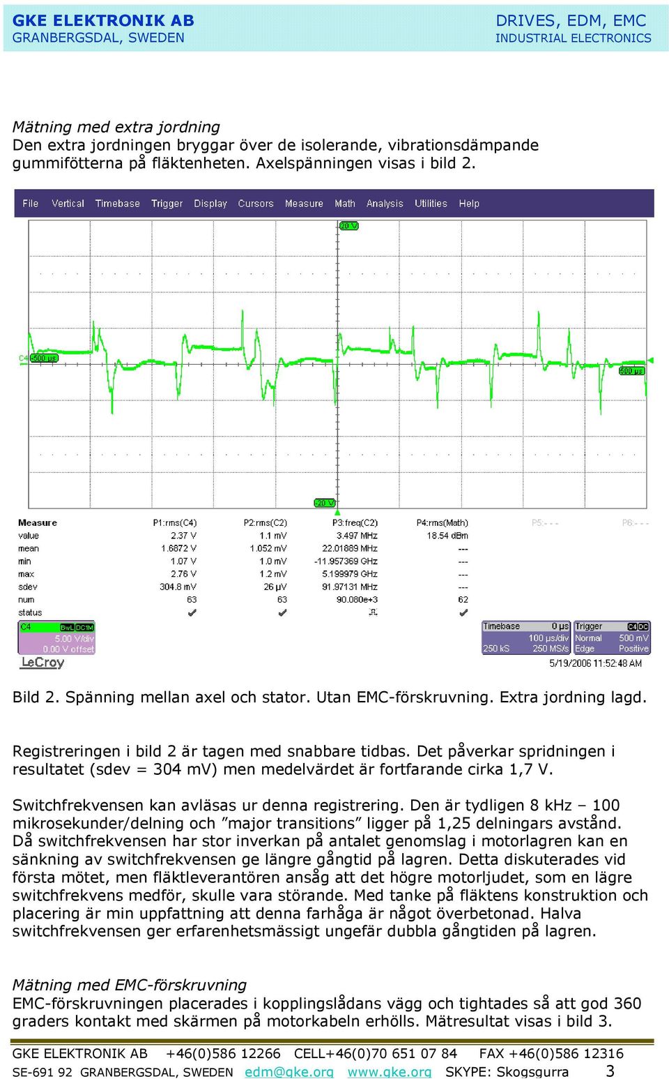 Switchfrekvensen kan avläsas ur denna registrering. Den är tydligen 8 khz 100 mikrosekunder/delning och major transitions ligger på 1,25 delningars avstånd.