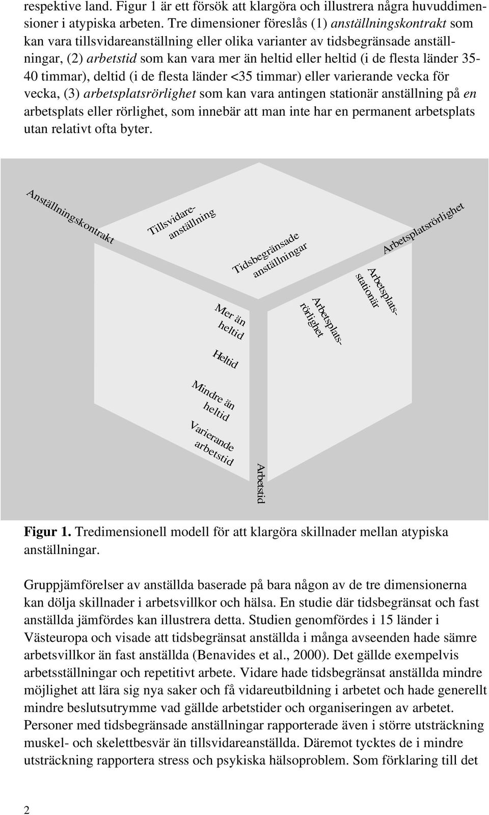 de flesta länder 35-40 timmar), deltid (i de flesta länder <35 timmar) eller varierande vecka för vecka, (3) arbetsplatsrörlighet som kan vara antingen stationär anställning på en arbetsplats eller