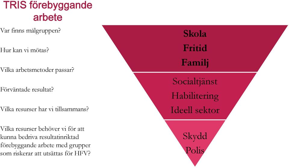 Vilka resurser behöver vi för att kunna bedriva resultatinriktad förebyggande arbete