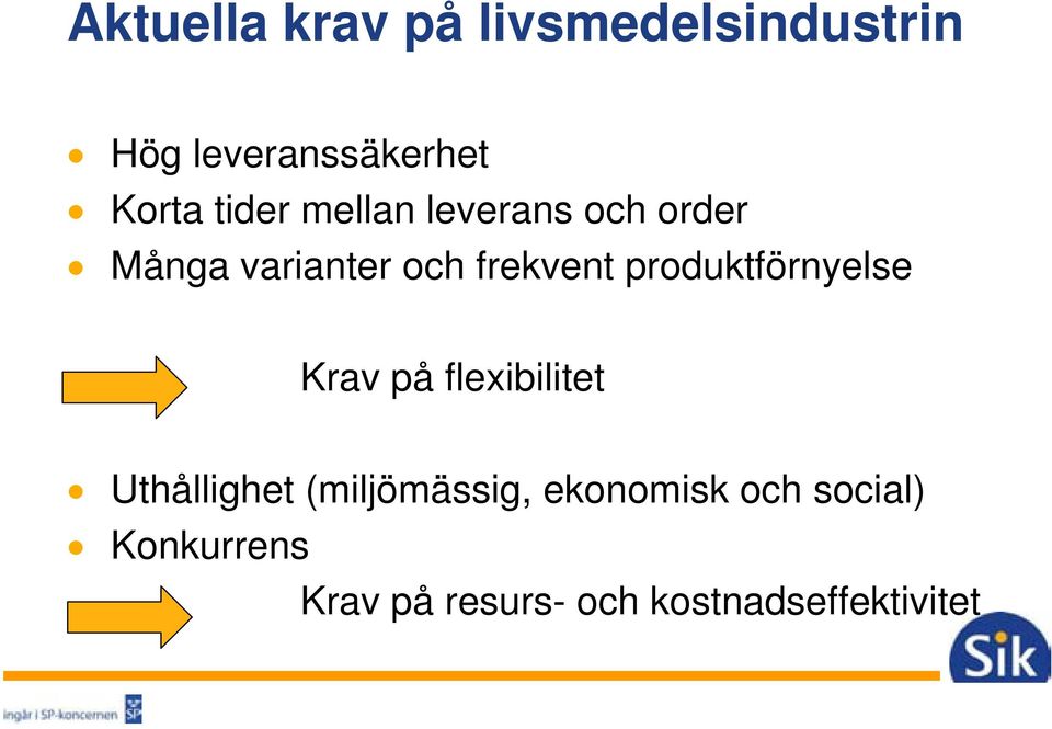 produktförnyelse Krav på flexibilitet Uthållighet (miljömässig,