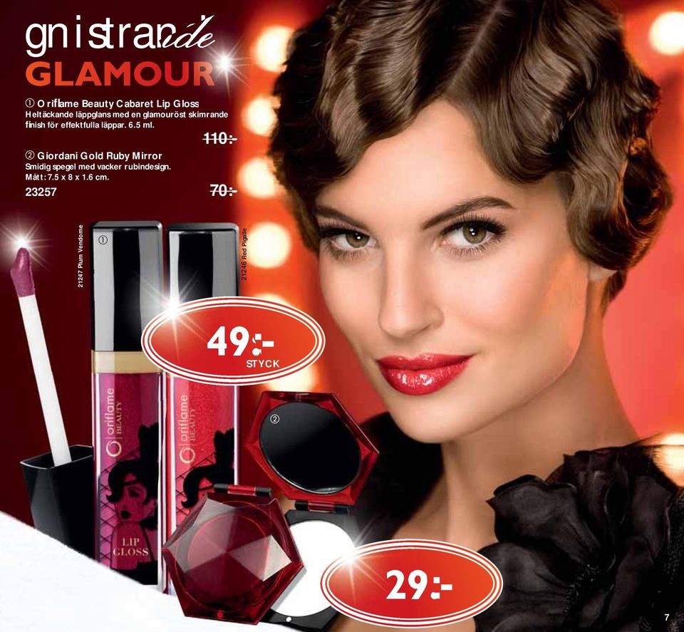 110:- Giordani Gold Ruby Mirror Smidig spegel med vacker rubindesign.