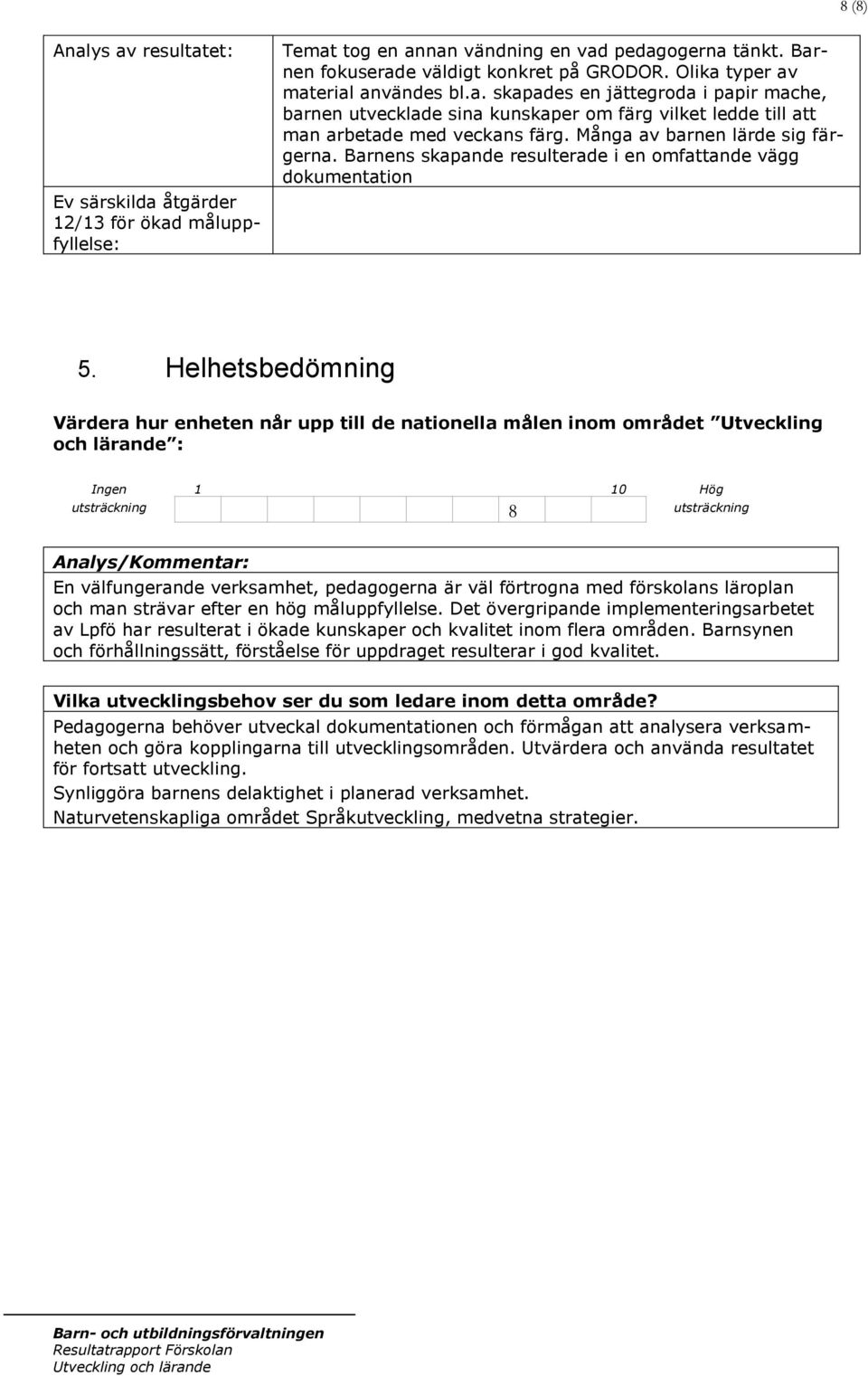 Många av barnen lärde sig färgerna. Barnens skapande resulterade i en omfattande vägg dokumentation 5.