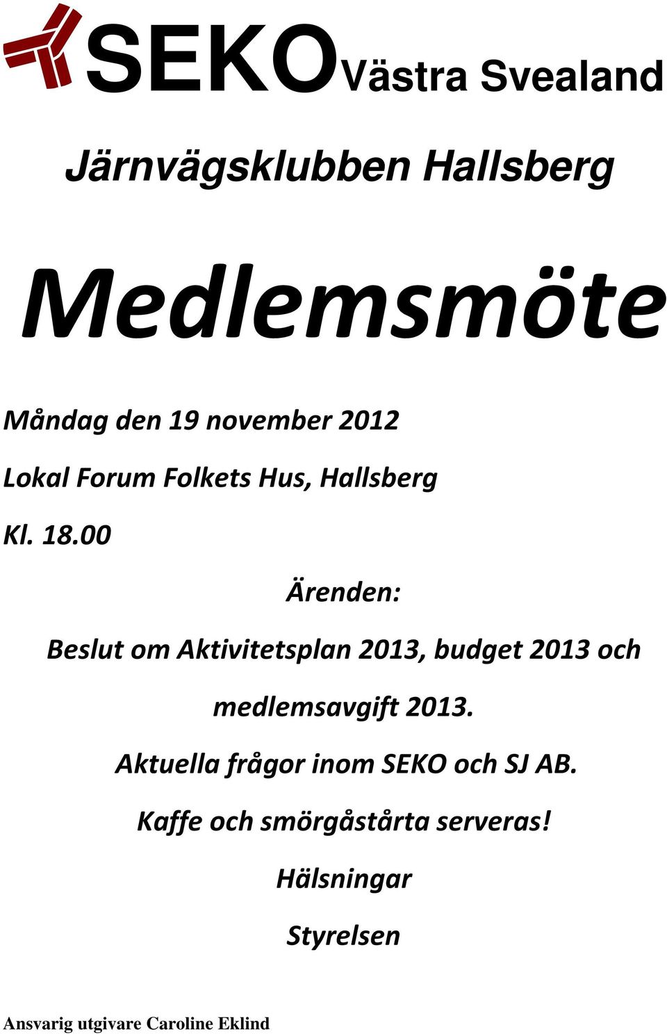 00 Ärenden: Beslut om Aktivitetsplan 2013, budget 2013 och medlemsavgift 2013.