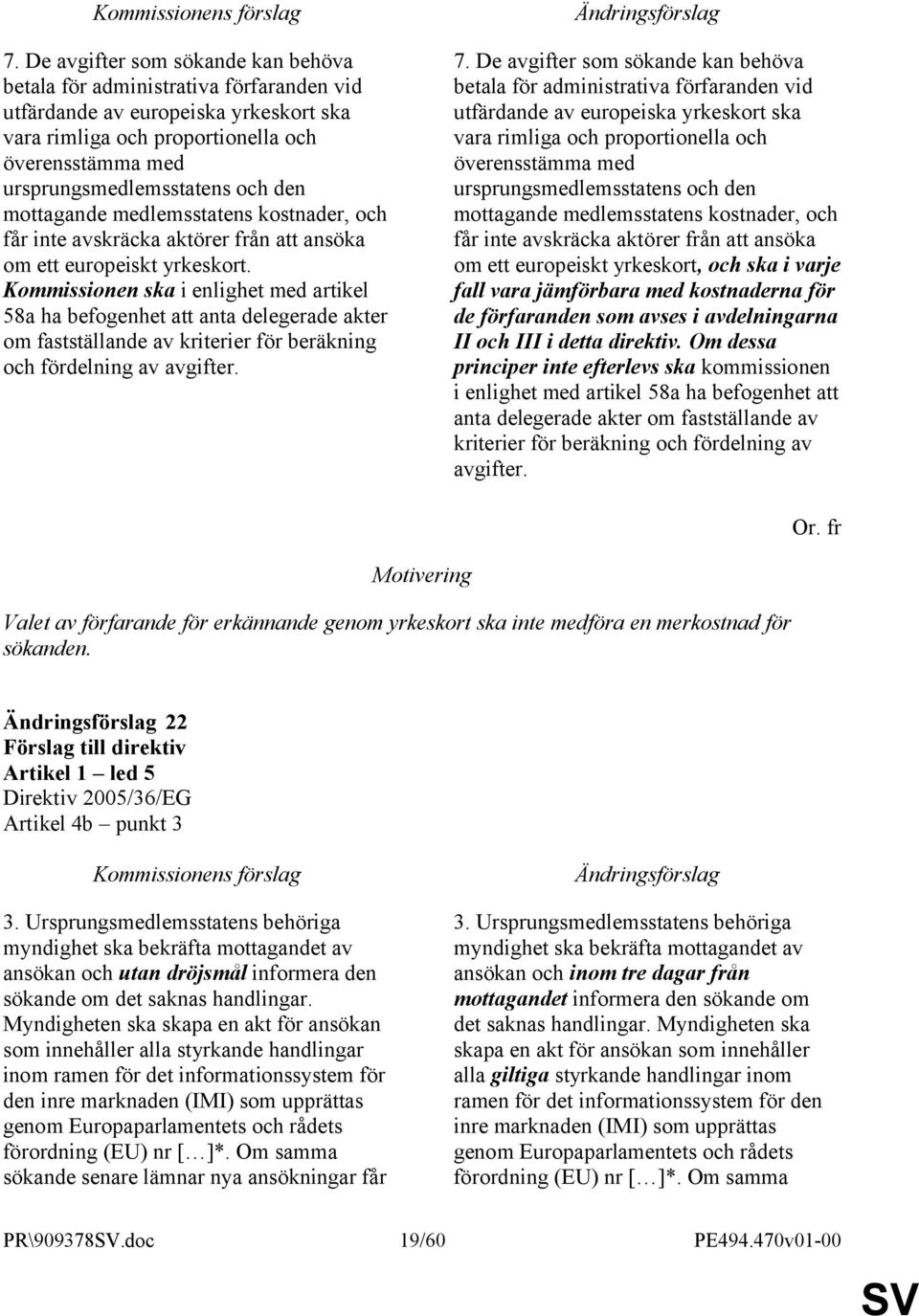 Kommissionen ska i enlighet med artikel 58a ha befogenhet att anta delegerade akter om fastställande av kriterier för beräkning och fördelning av avgifter.