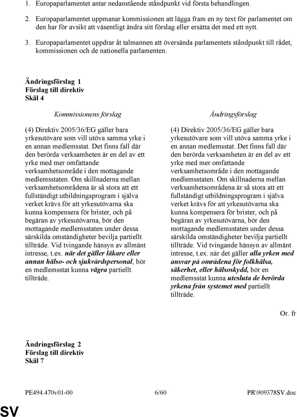 Europaparlamentet uppdrar åt talmannen att översända parlamentets ståndpunkt till rådet, kommissionen och de nationella parlamenten.