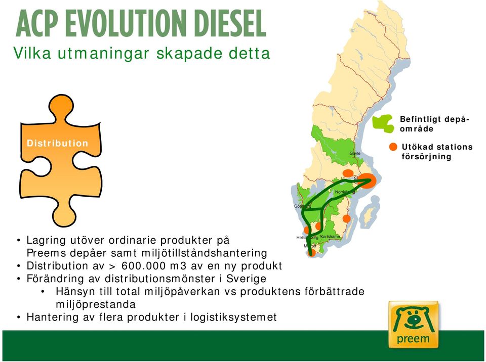 ( Preems depåer samt miljötillståndshantering Distribution av > 600.