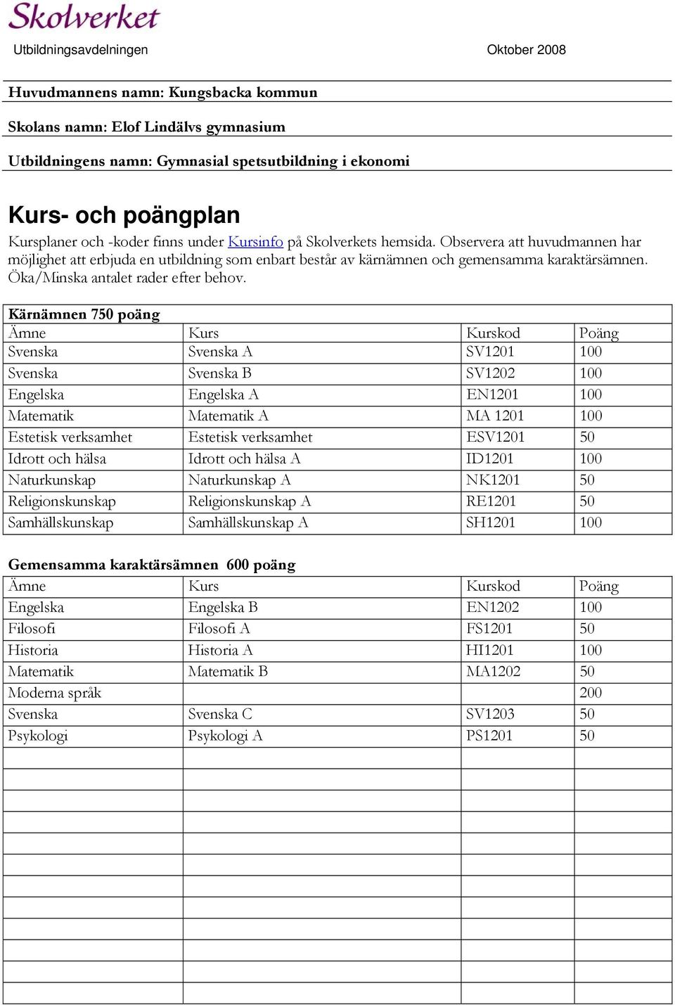 Öka/Minska antalet rader efter behov.