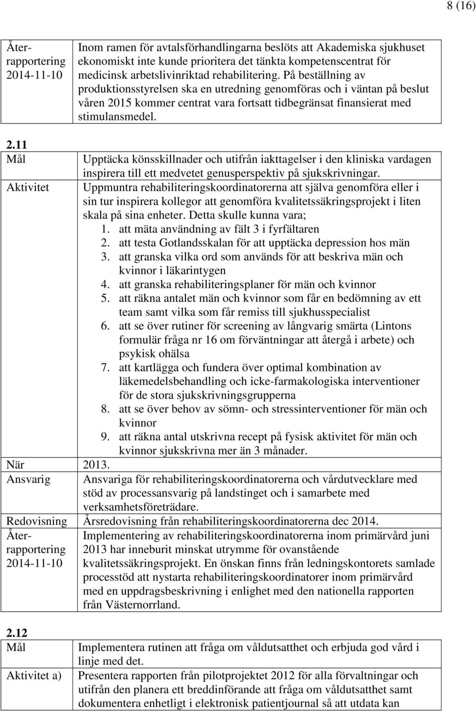 15 kommer centrat vara fortsatt tidbegränsat finansierat med stimulansmedel. 2.
