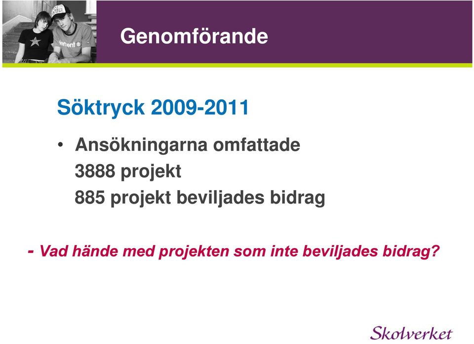 885 projekt beviljades bidrag - Vad