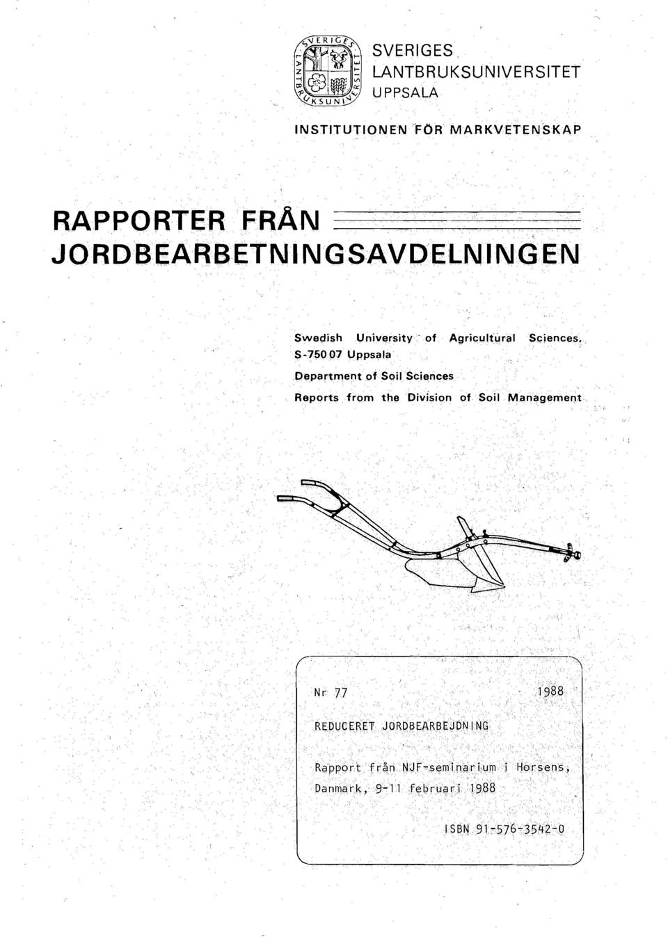 . S-750 07 Uppsala Department of Soil Sciences Reports from the Division of Soil