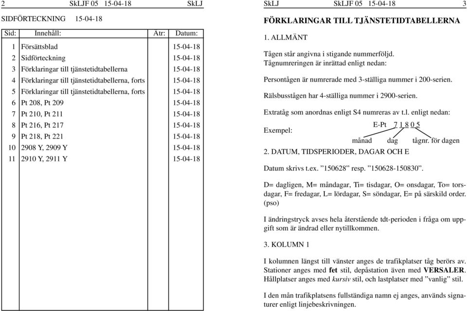 Tånumrerinen r inrttad enlit nedan: Persontåen r numrerade med -stllia nummer i 00-serien. Rlsbusståen har 4-stllia nummer i 900-serien. Extratå som anordnas enlit S4 numreras av t.l. enlit nedan: E-Pt 7 8 0 5 Exemel: månad da tånr.