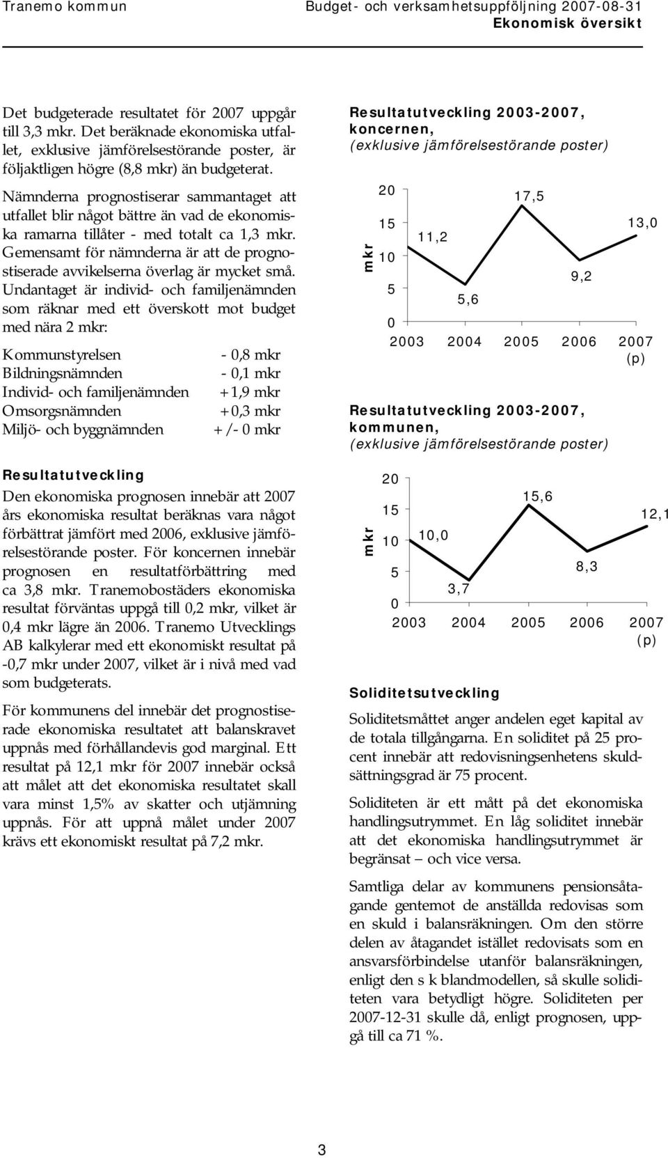 Gemensamt för nämnderna är att de prognostiserade avvikelserna överlag är mycket små.