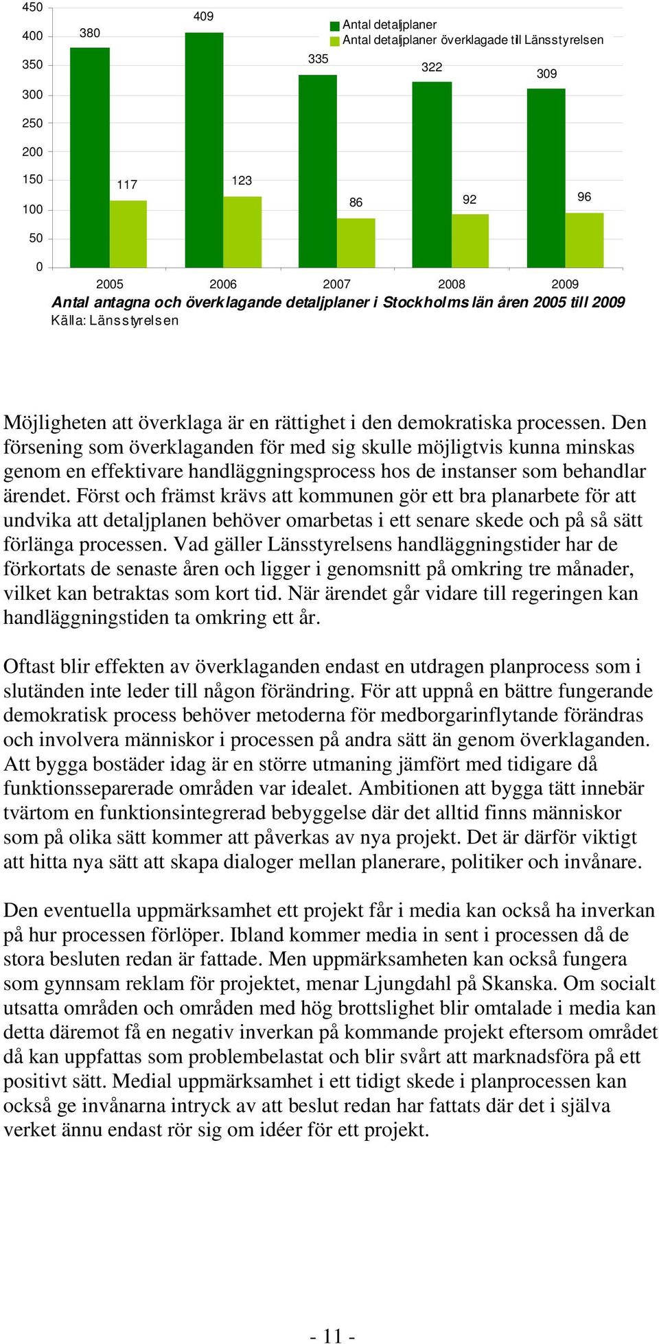 Den försening som överklaganden för med sig skulle möjligtvis kunna minskas genom en effektivare handläggningsprocess hos de instanser som behandlar ärendet.