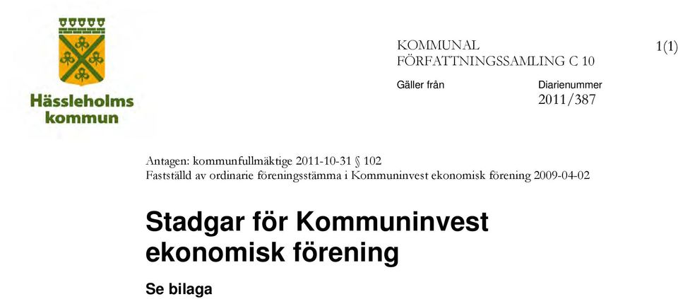 av ordinarie föreningsstämma i Kommuninvest ekonomisk förening