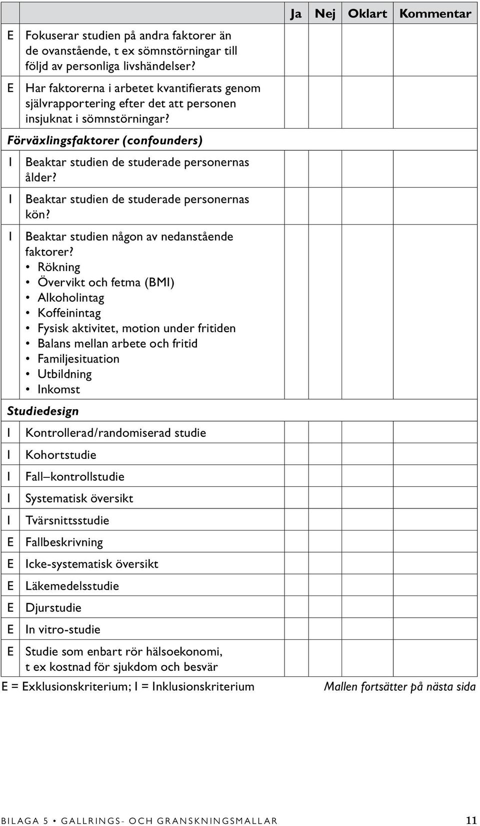 I Beaktar studien de studerade personernas kön? I Beaktar studien någon av nedanstående faktorer?