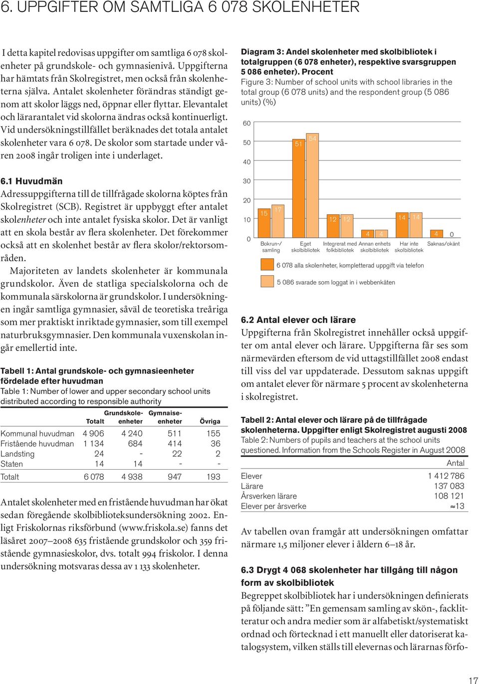 Elevantalet och lärarantalet vid skolorna ändras också kontinuerligt. Vid undersökningstillfället beräknades det totala antalet skolenheter vara 6 078.