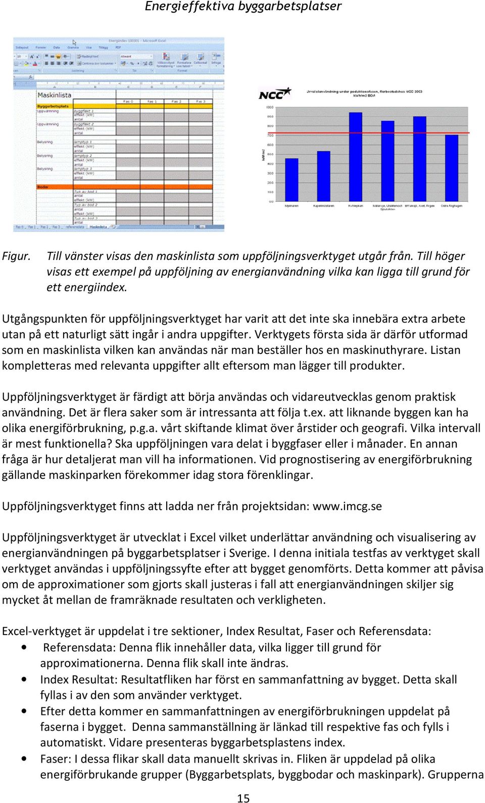 Verktygets första sida är därför utformad som en maskinlista vilken kan användas när man beställer hos en maskinuthyrare.