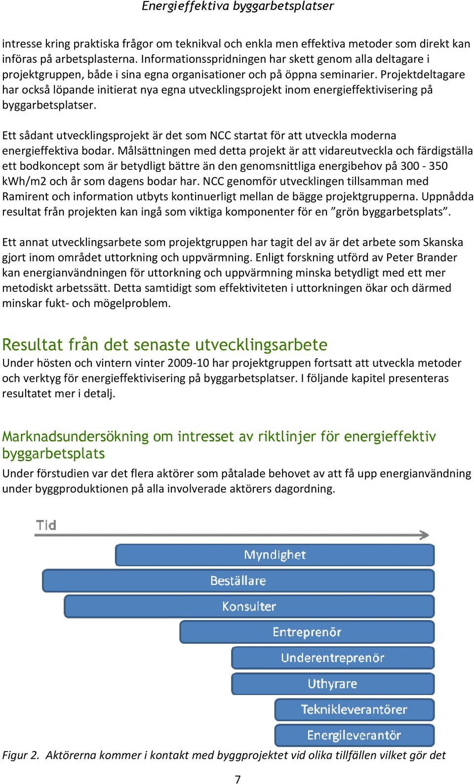 Projektdeltagare har också löpande initierat nya egna utvecklingsprojekt inom energieffektivisering på byggarbetsplatser.