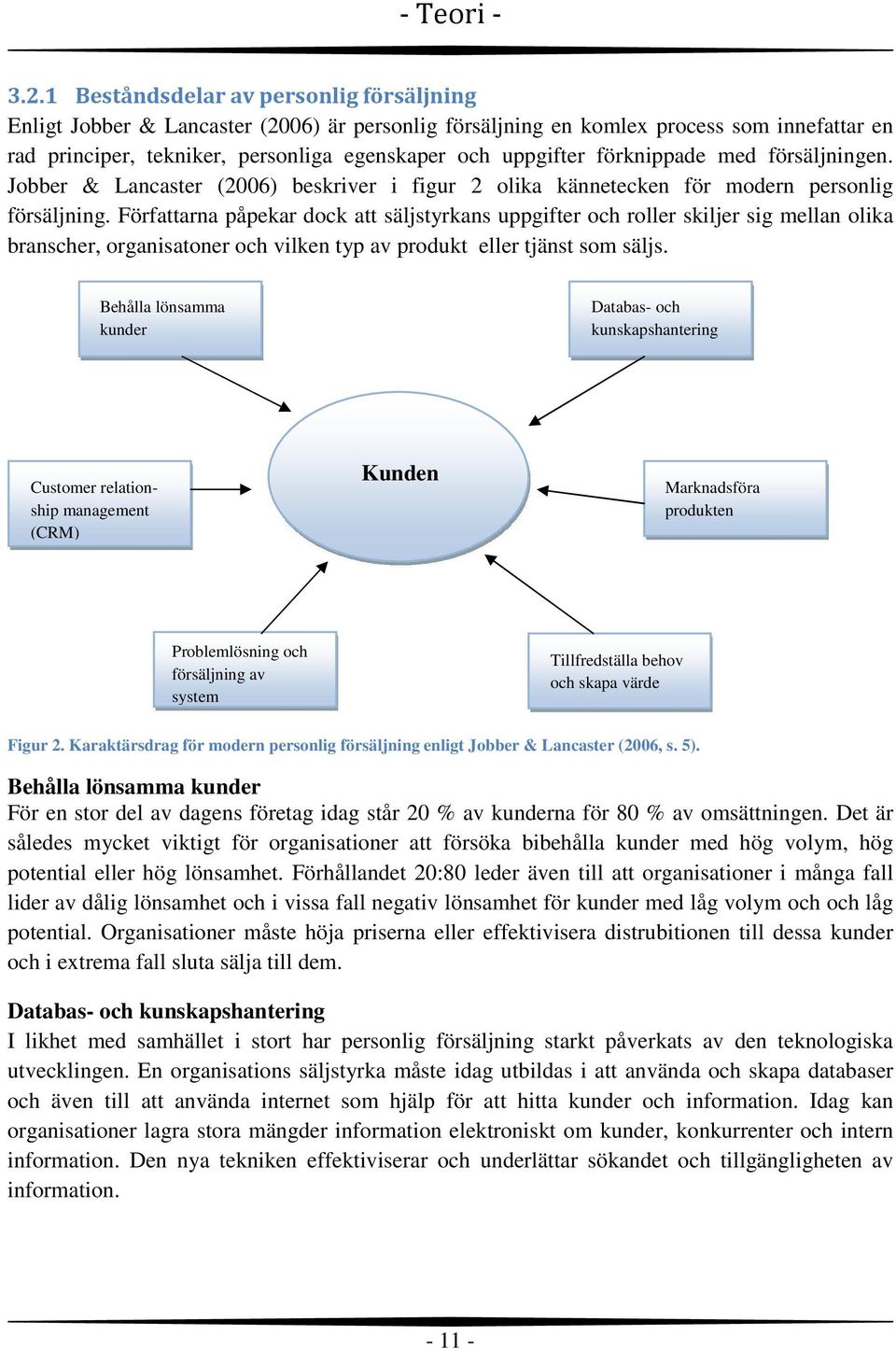 förknippade med försäljningen. Jobber & Lancaster (2006) beskriver i figur 2 olika kännetecken för modern personlig försäljning.