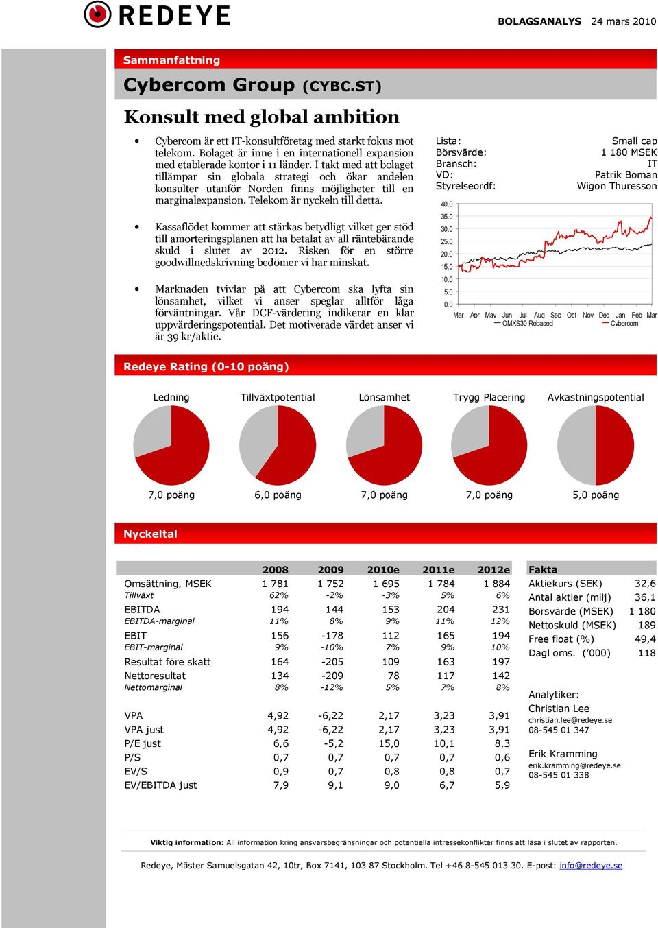 I takt med att bolaget tillämpar sin globala strategi och ökar andelen konsulter utanför Norden finns möjligheter till en marginalexpansion. Telekom är nyckeln till detta.