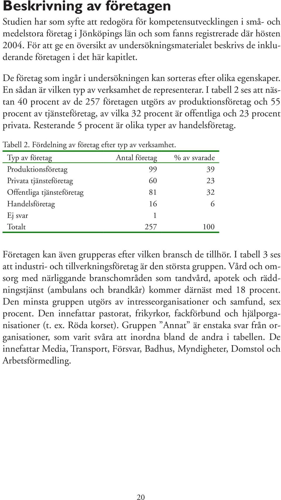 En sådan är vilken typ av verksamhet de representerar.