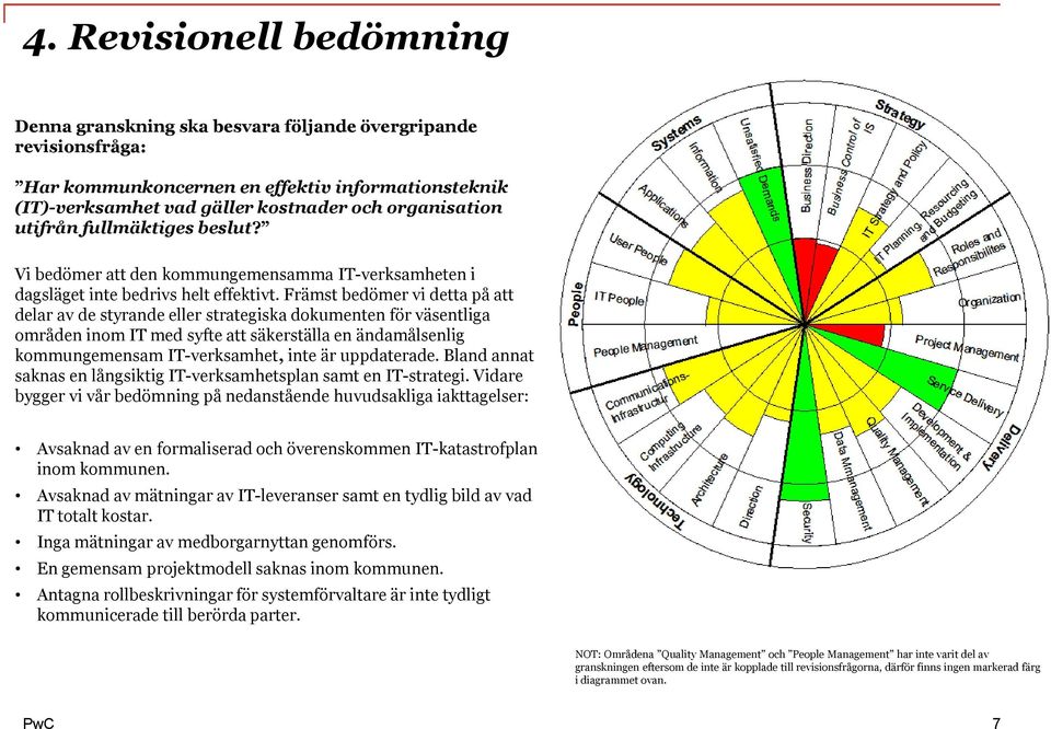 Främst bedömer vi detta på att delar av de styrande eller strategiska dokumenten för väsentliga områden inom IT med syfte att säkerställa en ändamålsenlig kommungemensam IT-verksamhet, inte är