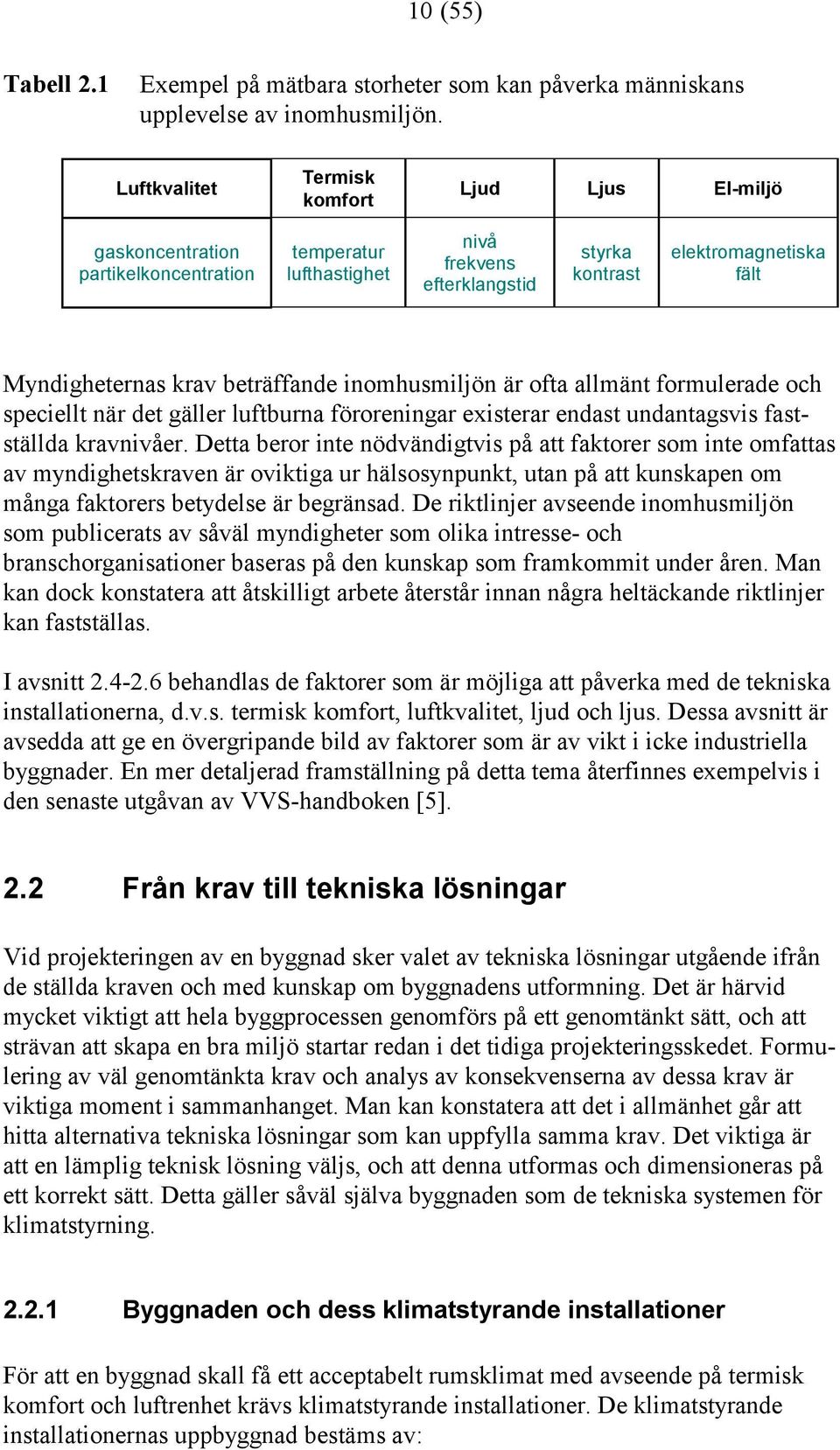 beträffande inomhusmiljön är ofta allmänt formulerade och speciellt när det gäller luftburna föroreningar existerar endast undantagsvis fastställda kravnivåer.