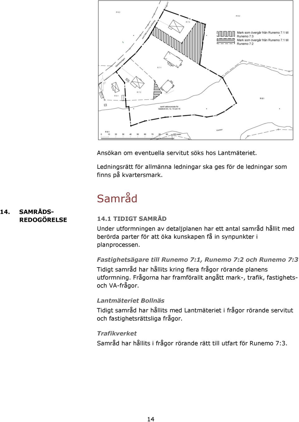 Fastighetsägare till Runemo 7:1, Runemo 7:2 och Runemo 7:3 Tidigt samråd har hållits kring flera frågor rörande planens utformning.