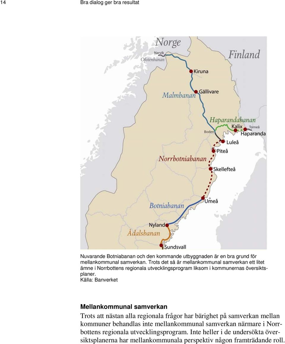 Källa: Banverket Mellankommunal samverkan Trots att nästan alla regionala frågor har bärighet på samverkan mellan kommuner behandlas inte