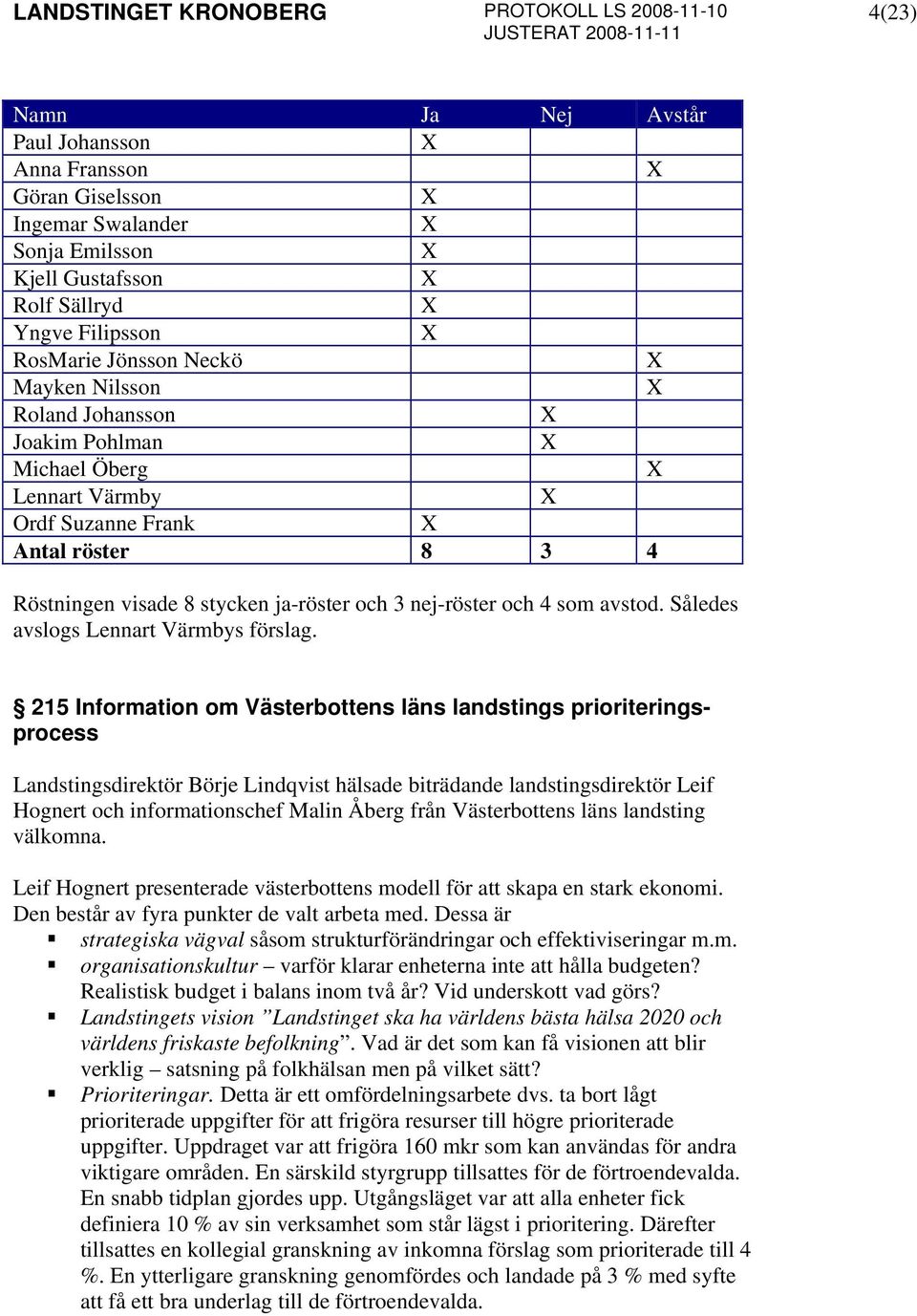 Således avslogs Lennart Värmbys förslag.