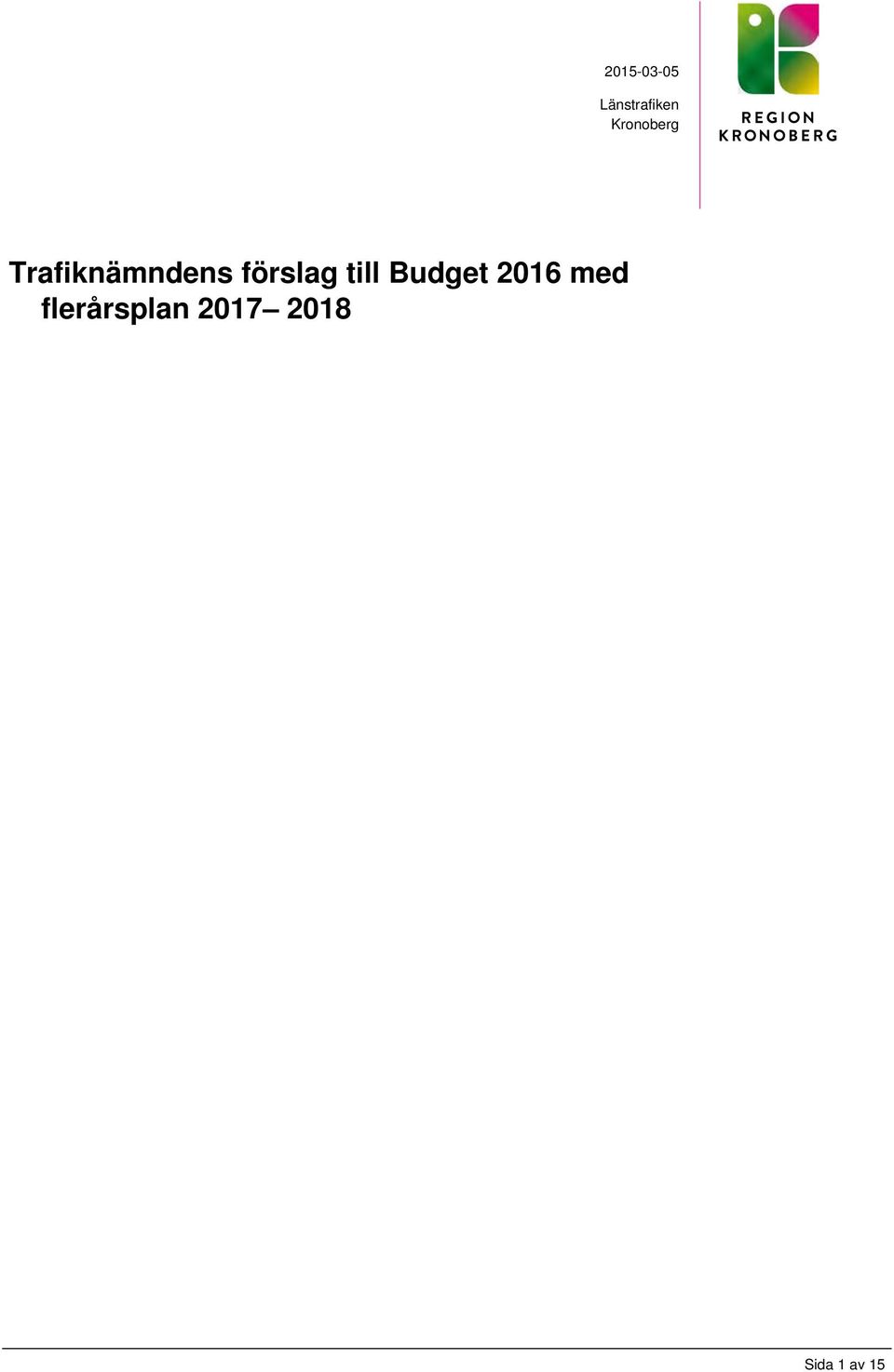 förslag till Budget 2016