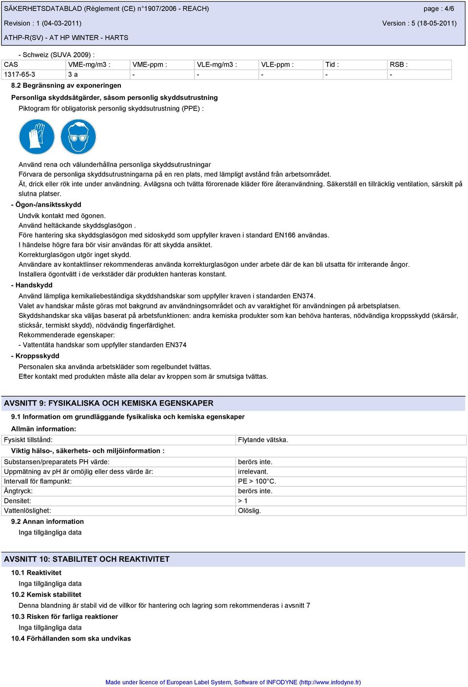 skyddsutrustningar Förvara de personliga skyddsutrustningarna på en ren plats, med lämpligt avstånd från arbetsområdet. Ät, drick eller rök inte under användning.