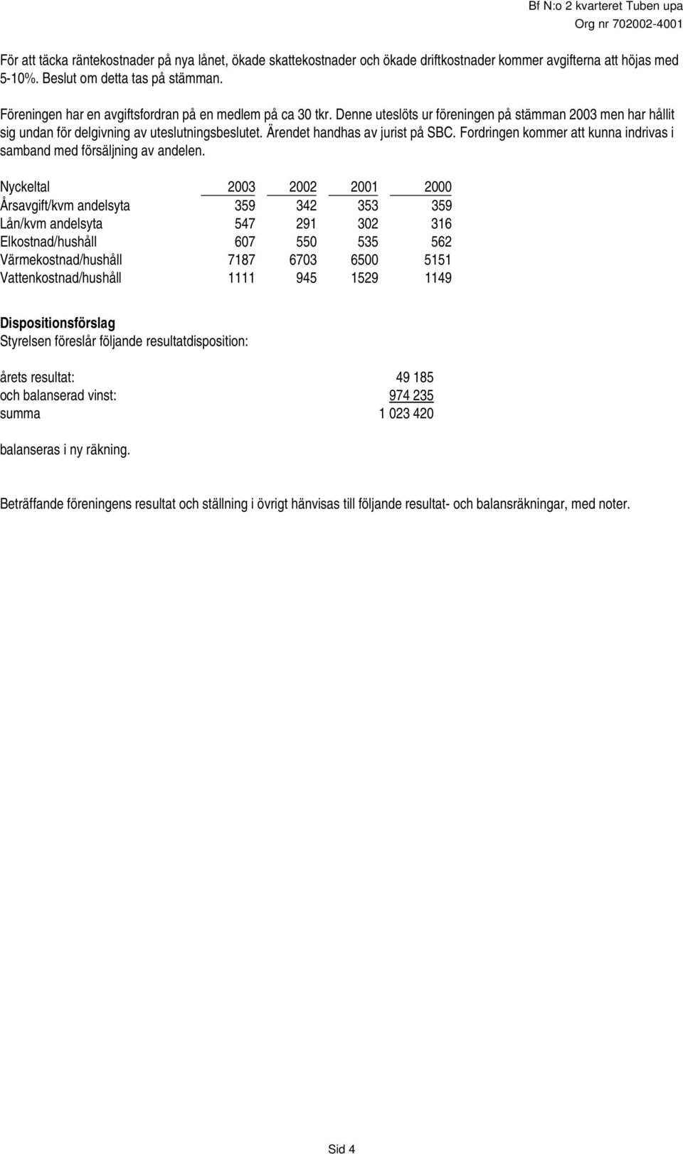 Ärendet handhas av jurist på SBC. Fordringen kommer att kunna indrivas i samband med försäljning av andelen.