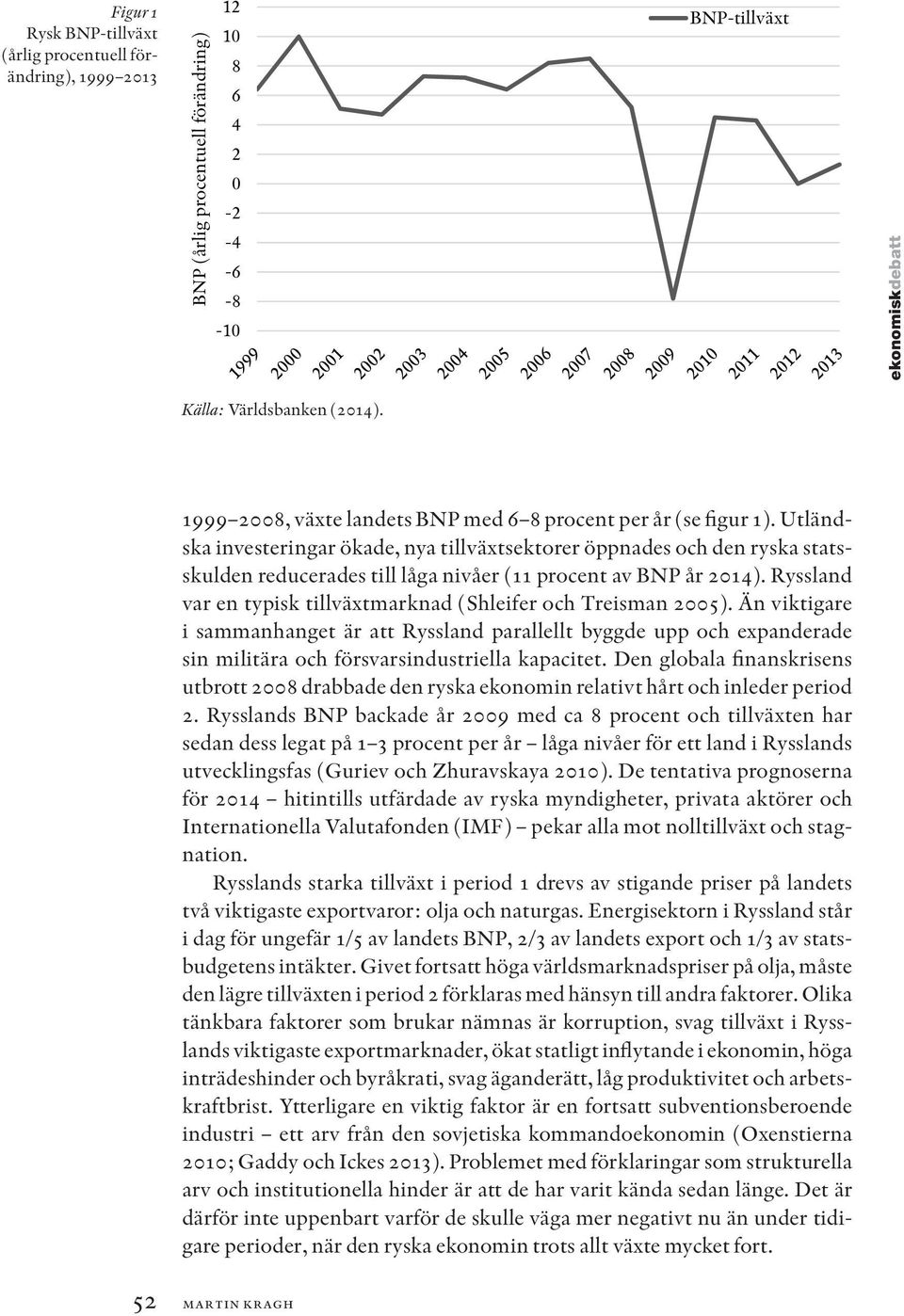 Utländska investeringar ökade, nya tillväxtsektorer öppnades och den ryska statsskulden reducerades till låga nivåer (11 procent av BNP år 2014).