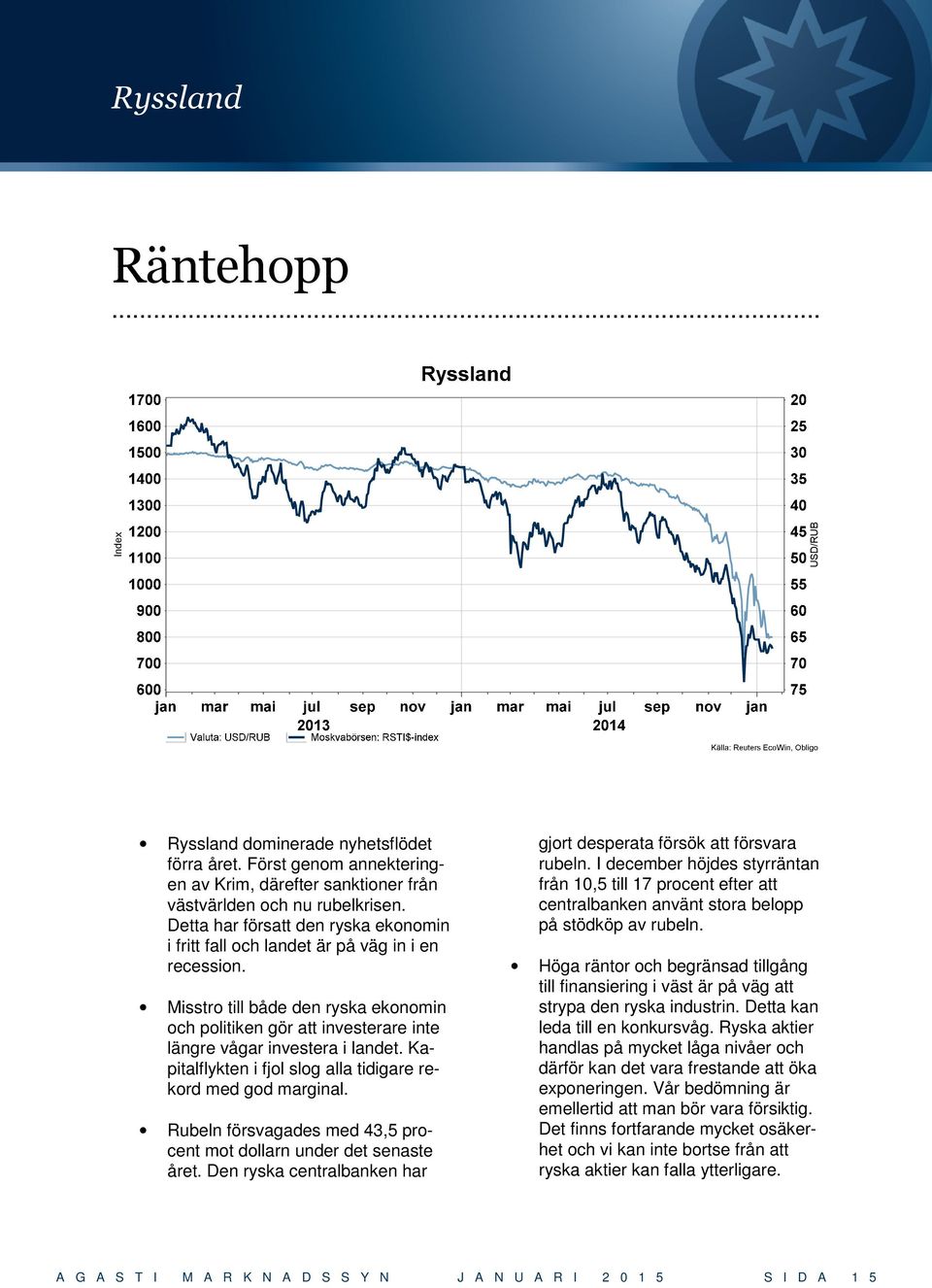 Kapitalflykten i fjol slog alla tidigare rekord med god marginal. Rubeln försvagades med 43,5 procent mot dollarn under det senaste året.