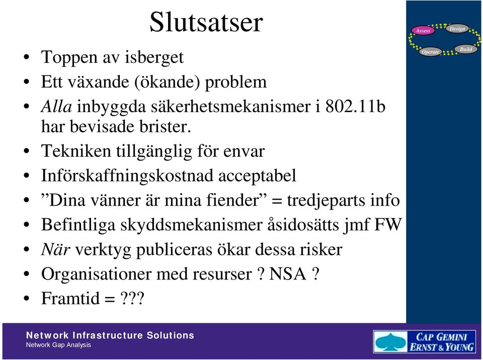 Tekniken tillgänglig för envar Införskaffningskostnad acceptabel Dina vänner är mina fiender