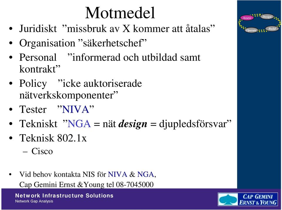 nätverkskomponenter Tester NIVA Tekniskt NGA = nät design = djupledsförsvar